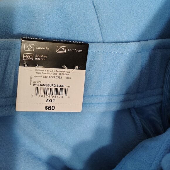 Xersion Big & Tall Fleece Set Williamsburg Blue 2XL Pullover + Sweatpants Set - Picture 11 of 11